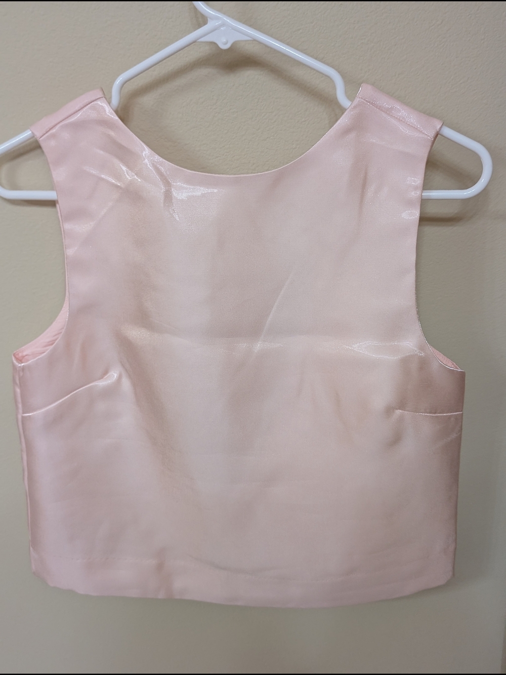 Sleeveless Satin Crop Top - Blush Pink